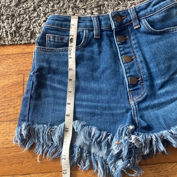 MAJE Fringed High Waisted Denim Shorts Size EU 34 - Picture 9 of 13